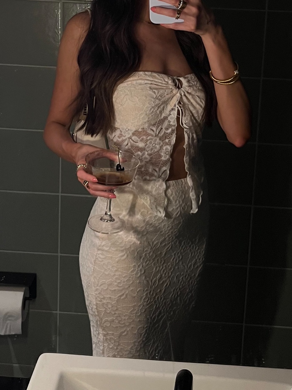Two piece white lace set